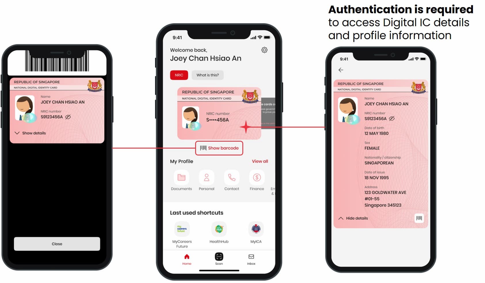 Barcode authentication feature on the Singpass app