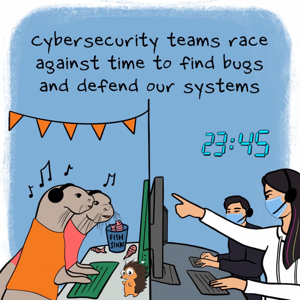Cybersecurity teams race against time to find bugs and defend our systems.