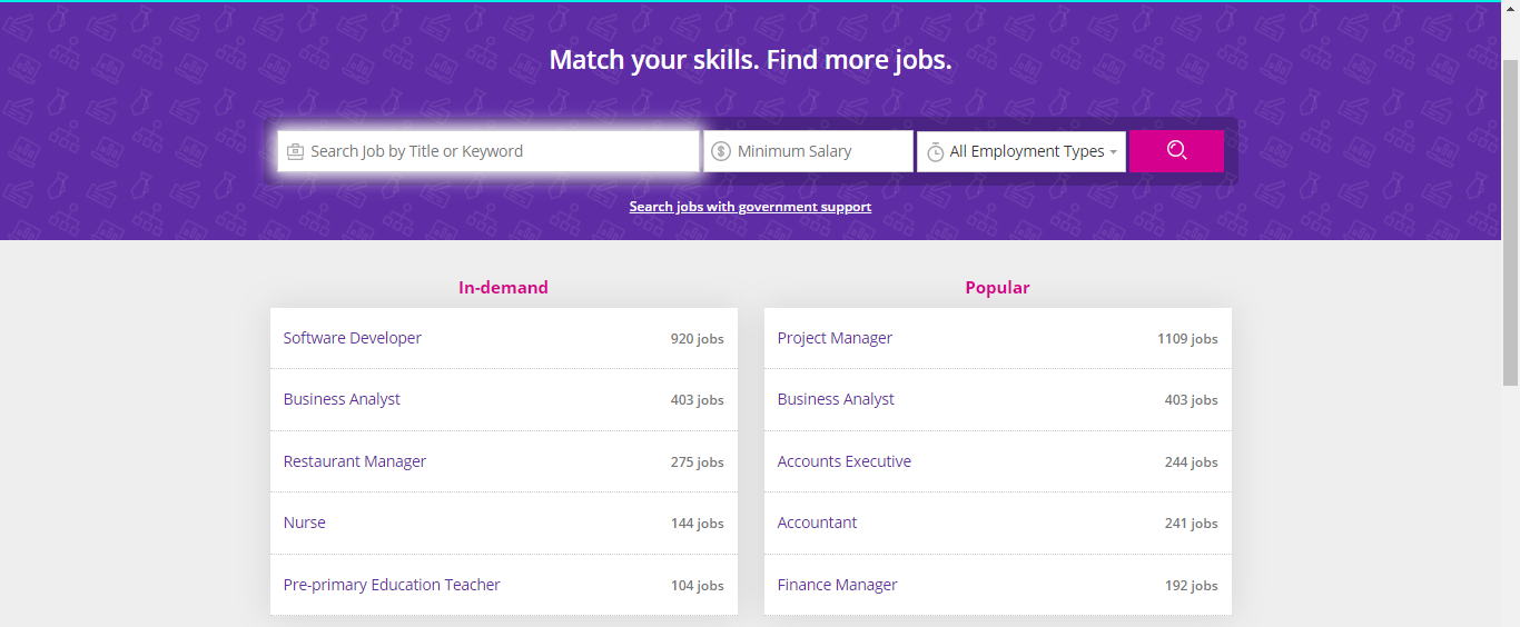 Match your skills with jobs that require them on the MyCareersFuture.sg portal