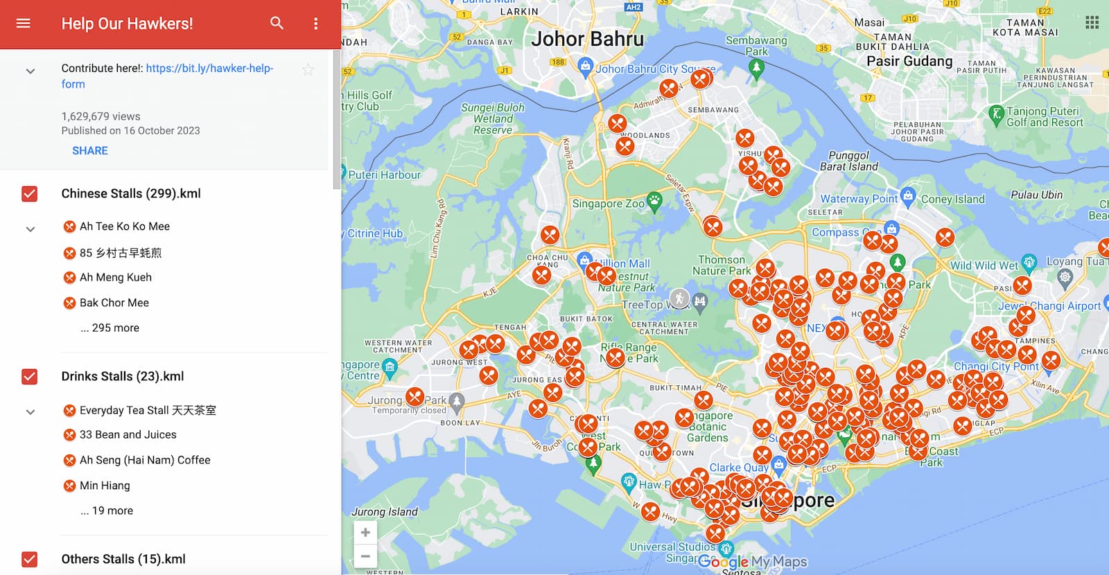 Screenshot of the Crowdsourcing map for disadvantaged hawkers created to help them