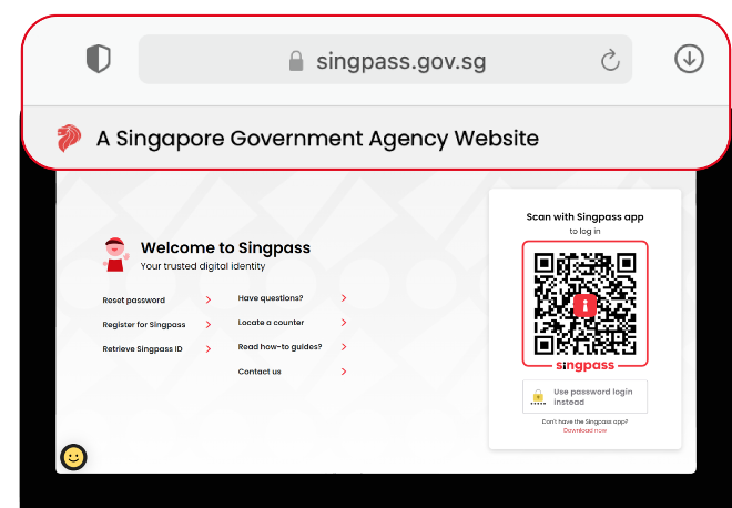 Check the Singpass URL domain carefully