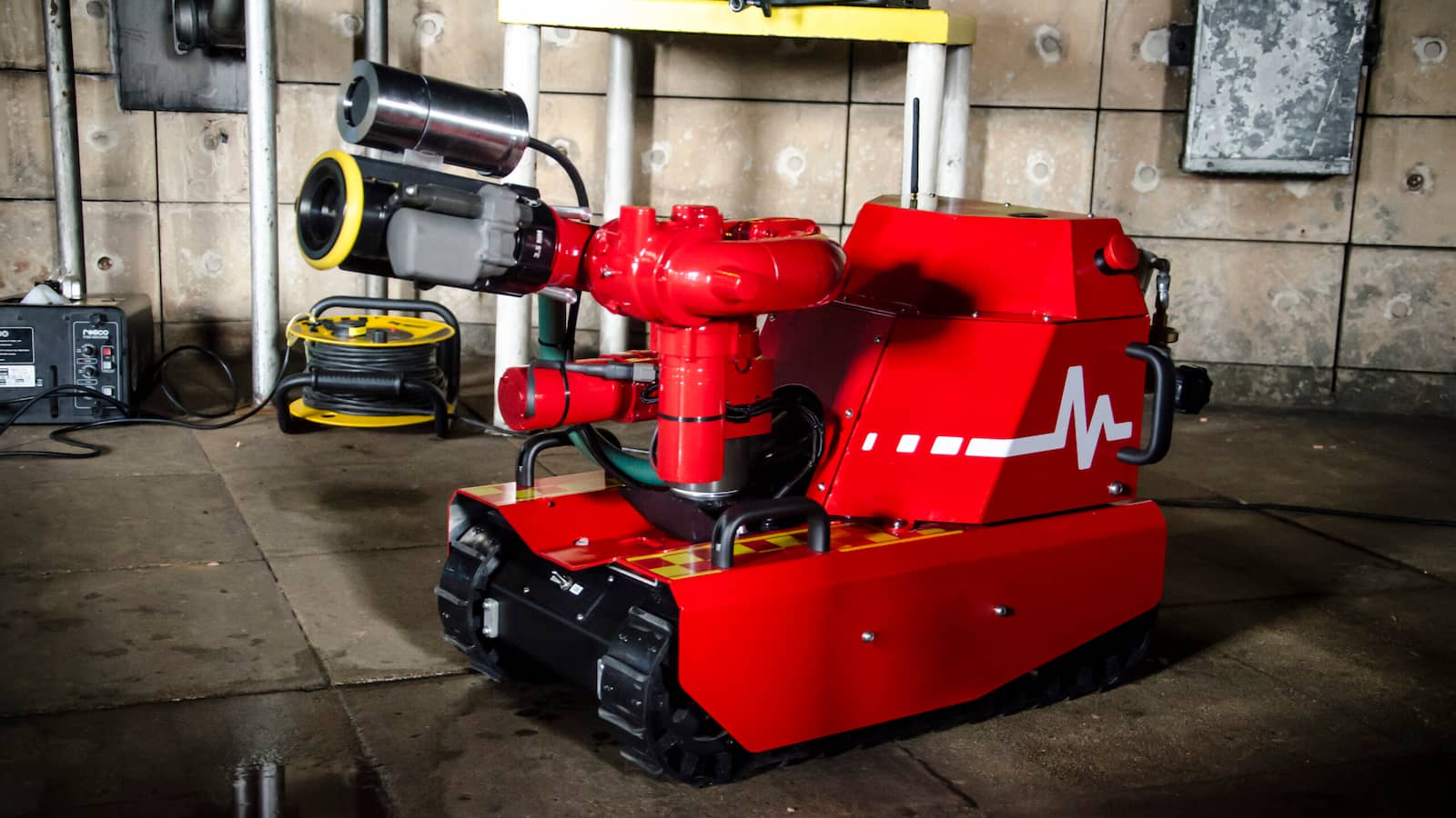 HOPE Technik’s Firefighting Robot is used to fight fire in dangerous situations.