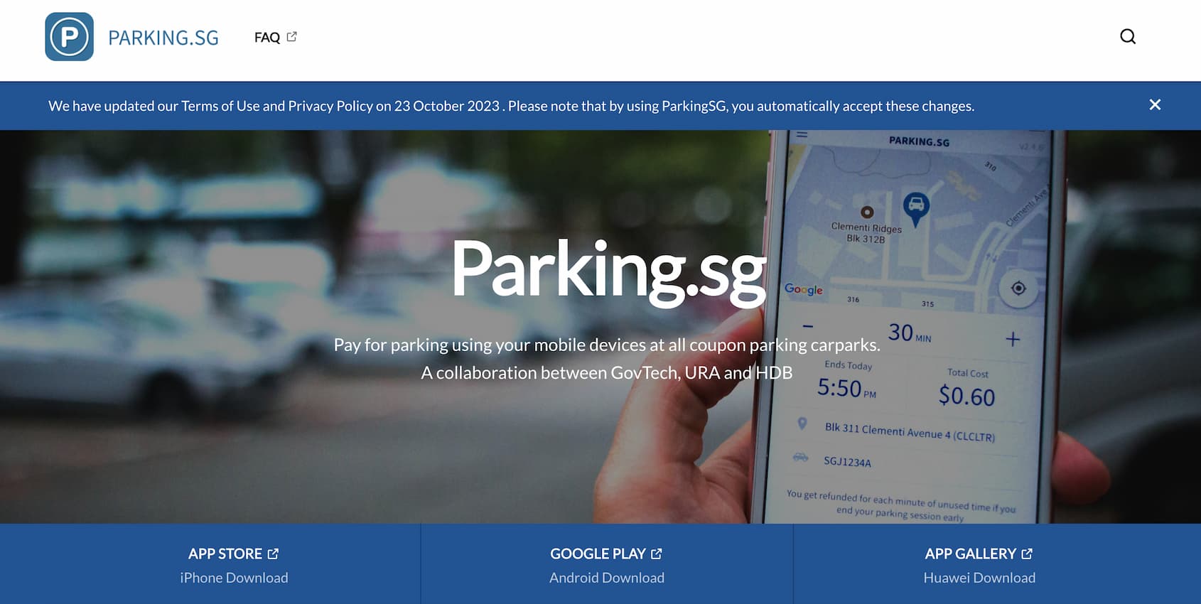 Screenshot of Parking.sg website