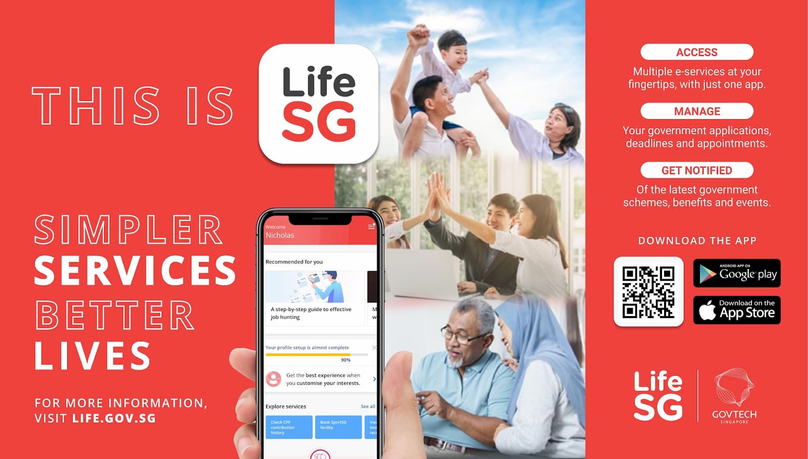 Access multiple e-services via the LifeSG app and make life simpler with LifeSG